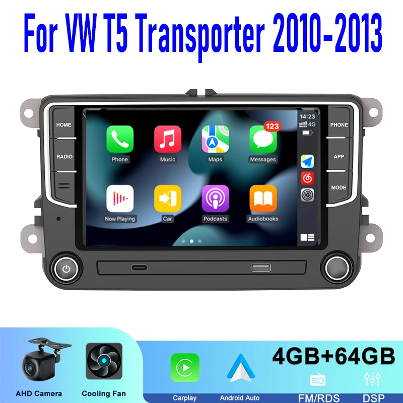 

7'' For VW T5 Transporter 2010-2013 Wireless Apple Carplay Android Auto Car Stereo Radio Head Unit Camera Canbus GPS WIFI 4-64GB
