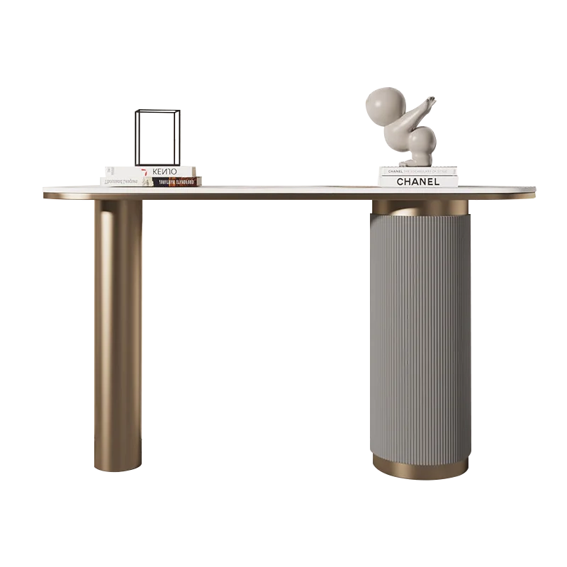 

！@Best Quality Marble Top Stainless Steel Base Bronzed Modern Hallway Luxury Marble Console Table