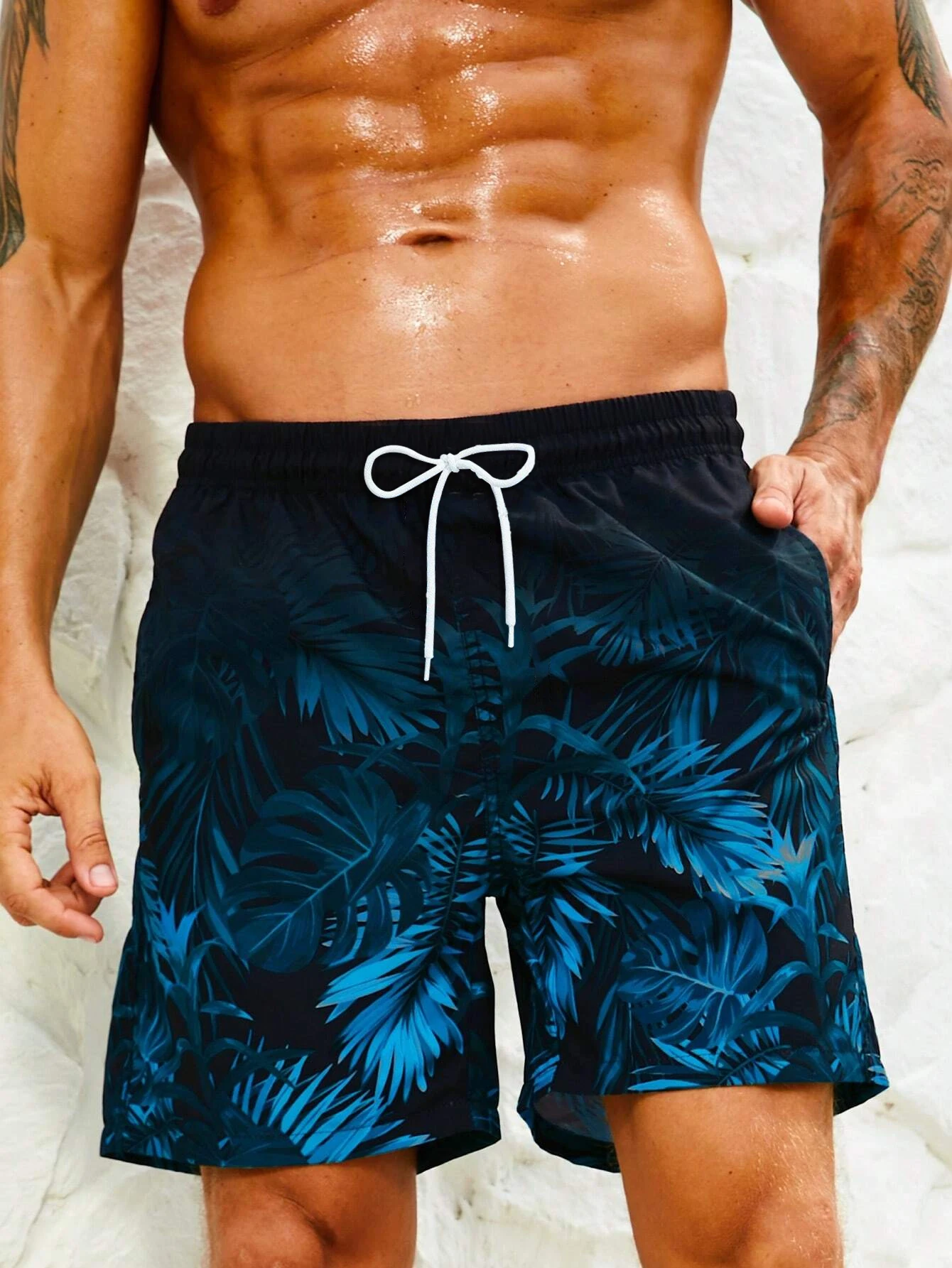 New Summer Men\'s Shorts Quick Drying Hawaiian Holiday Beach Swimming Pants 3D Leaf Flower Print Soft Loose Leisure SurfingShorts