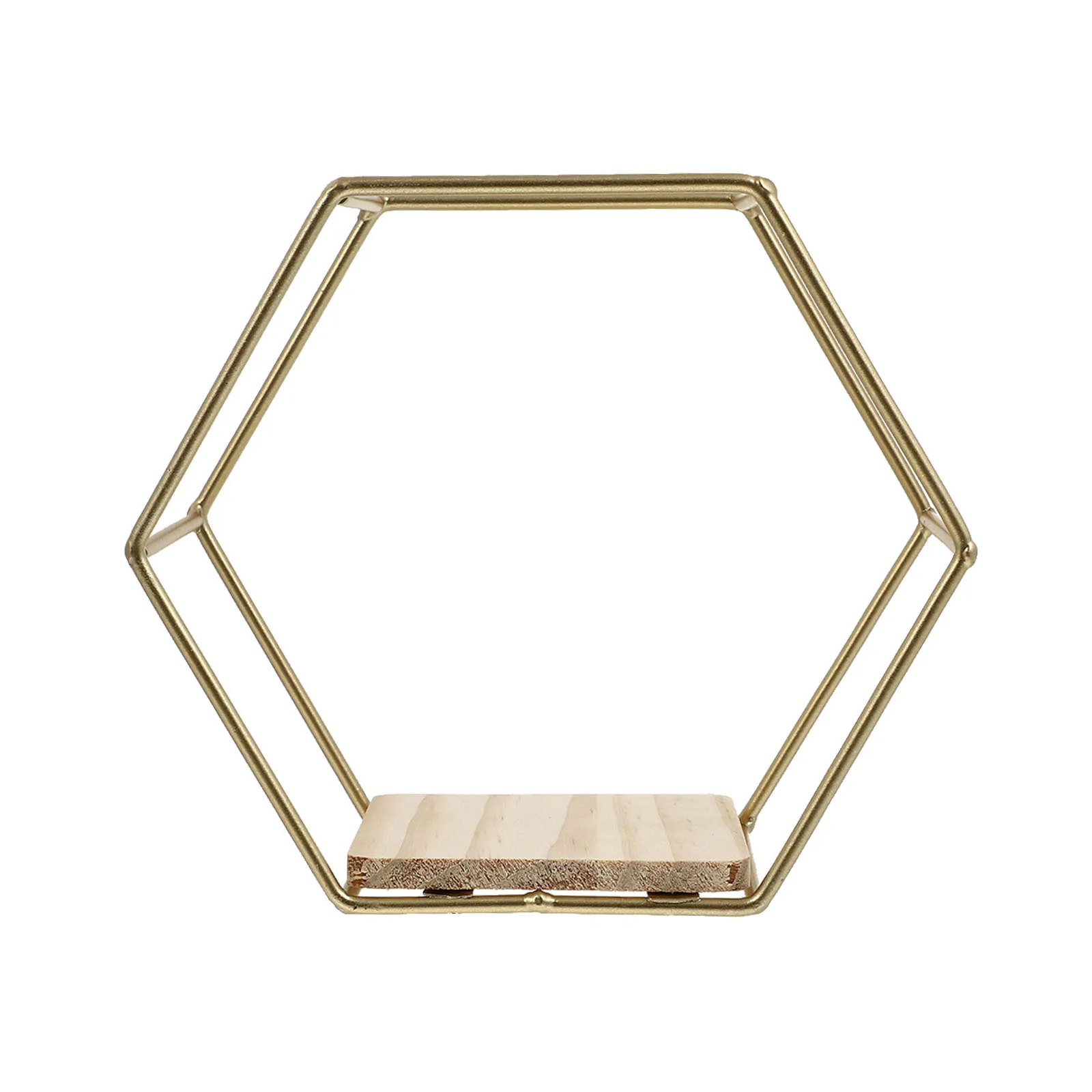 

1pc Hexagon Shape Storage Mount Shelves Black Golden Floating Hanging Bracket Home Storage Solution Decorative Shelf