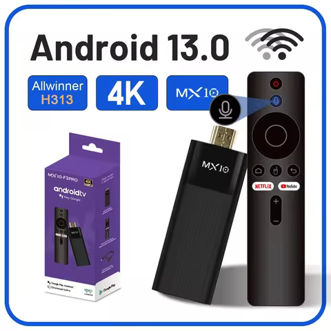 4K TV Stick MX10 F3PRO Allwinner H313 Cortex-A53 Android 13 OS Smart TV Box Make TV to Smart TV Converter More Than 70 Languages