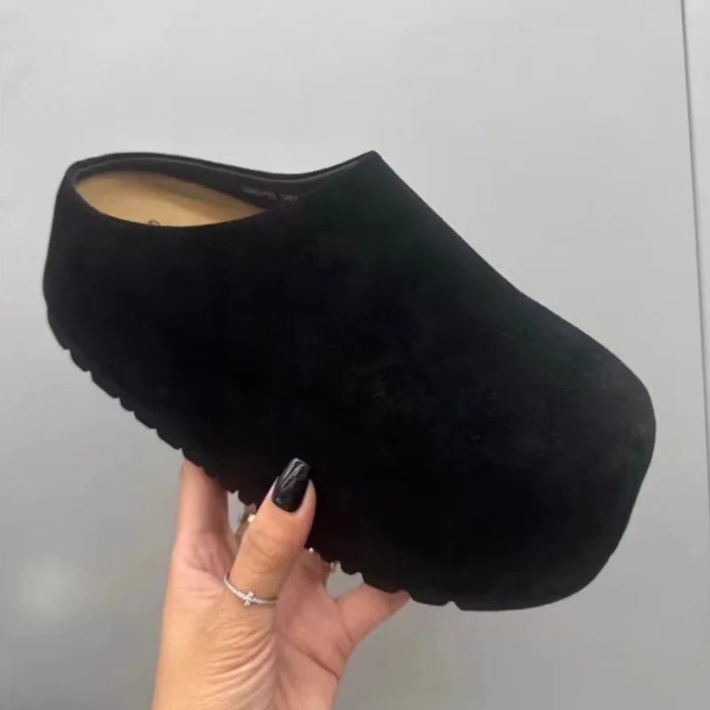 Suede Platform Mules Women Slippers Fashion Shoes Casual Winter Snow Boots Trend 2025 Trend Slingback Flats Walking Home Botas