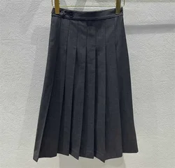 skirt for women 2024 new arrival brand designer high quality grey skirts for ladies pleated skirt long skirts