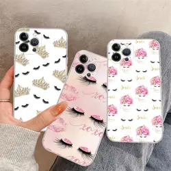 Eyelash crown Phone Case For iPhone 15 14 11 12 13 Mini Pro XS Max Cover 6 7 8 Plus X XR SE 2020 Funda Shell