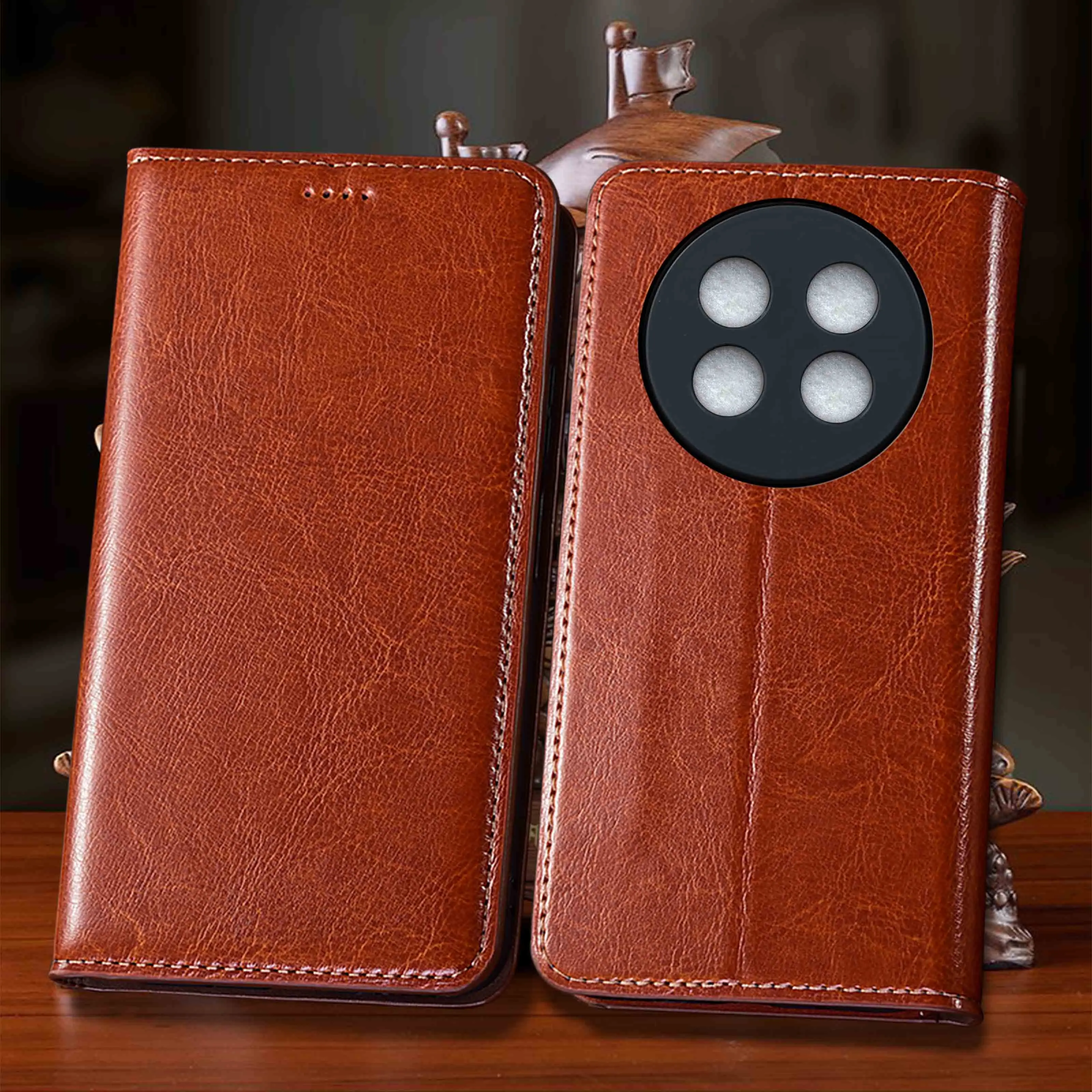 For Huawei Nova 10 11 11i 12 12S 12i 13 13i 14 15 16 Pro Max Ultra SE Crazy Horse Pattern Genuine Leather Flip Phone Cover Case