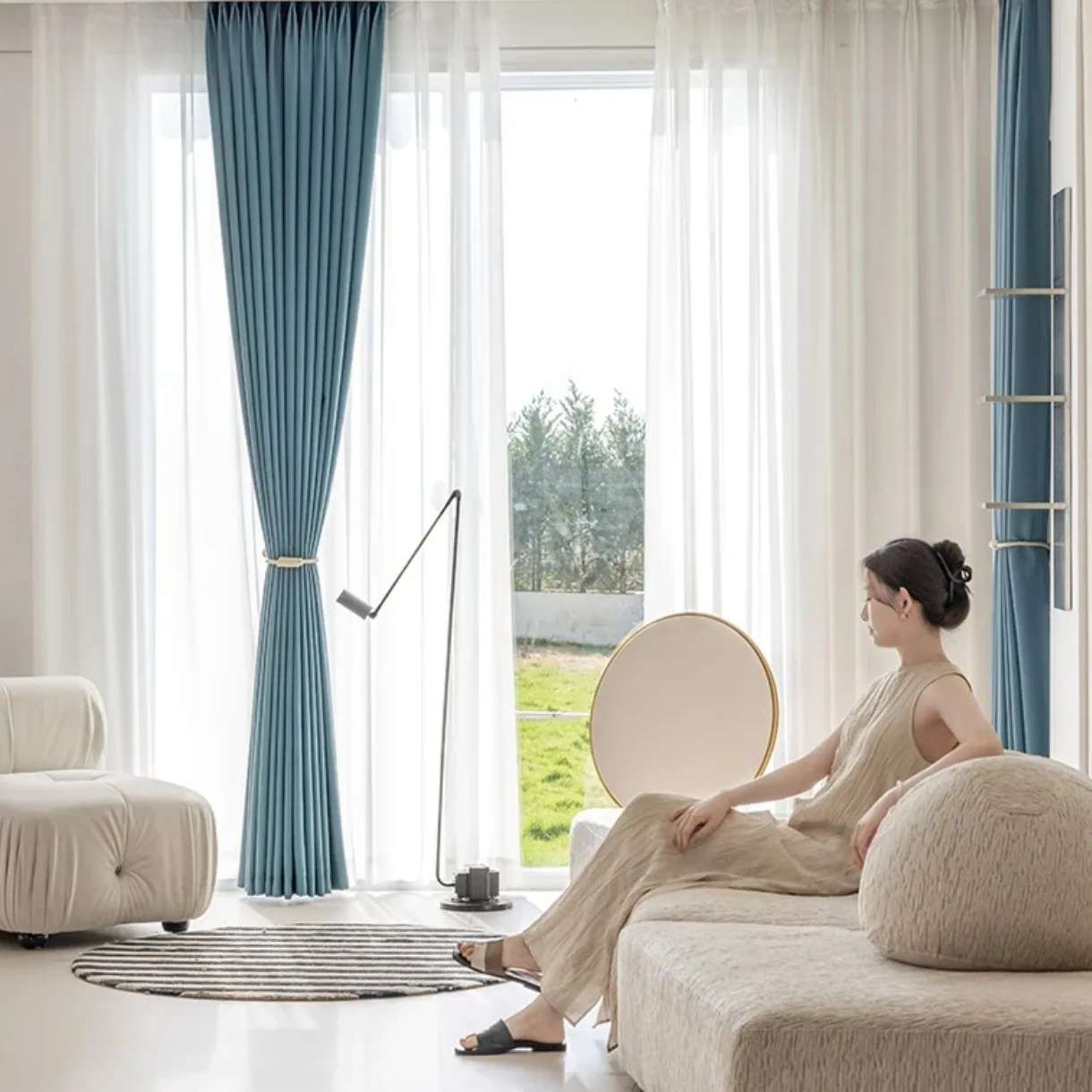 80-90% Blackout Curtains for Bedroom Room Darkening Light Blocking Thermal Insulated Faux Linen Farmhouse Curtains