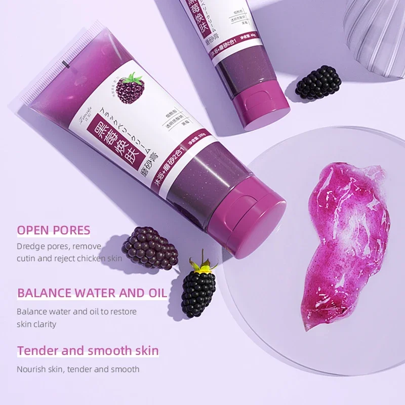 Crema exfoliante corporal Blackberry, blanqueamiento hidratante, reparación nutritiva, exfoliante, limpieza profunda, producto para el cuidado de la piel, creatina