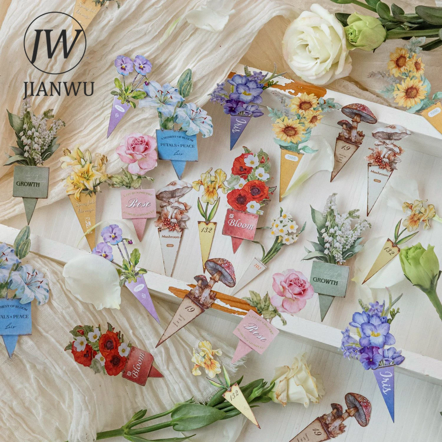 

JIANWU Time Garden Series Cute Fairy Tale Animal Flower Eif Landscape Material Collage Sticker Creative DIY Journal Stationery