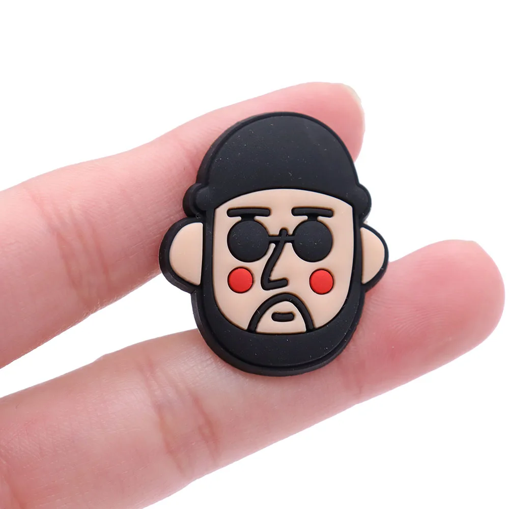Single Sale 1PCS PVC Cute Cartoon Shoe Charms Man Woman Breaking Bad Garden Shoes Ornaments Slipper Accessories Holiday Present