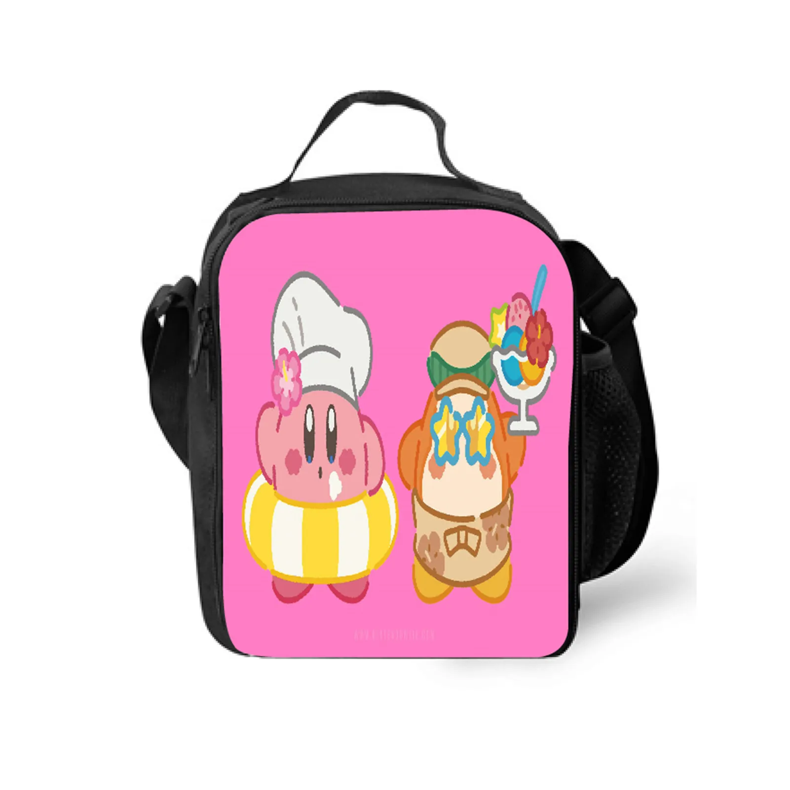 Student Classic Reusable Lunch Tote,Kirby School Lunch Box Waterproof Cartoon Thermal Bag for Boy Girl