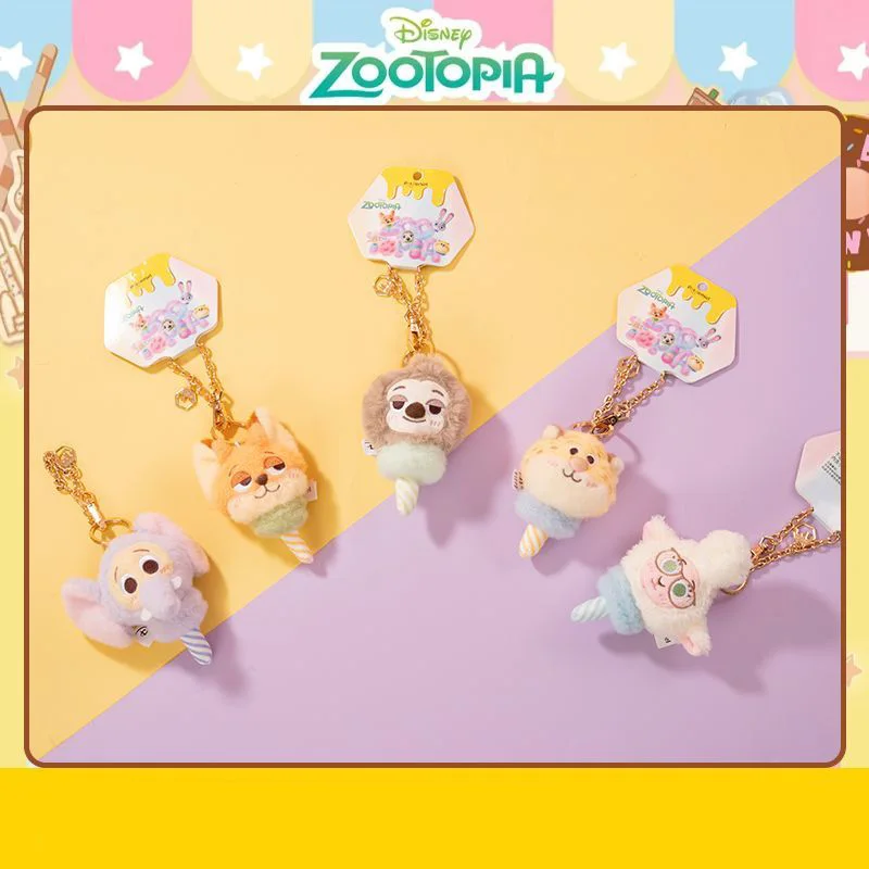 Oryginalny breloczek pluszowy Disney Zootopia Judy i Nick, breloczek pluszowy lizak, kawaii super słodki breloczek, zawieszka do torby, prezent świąteczny