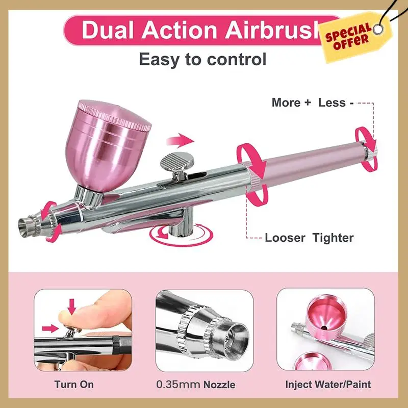 

Classy-Air Brush Kit With Air Compressor, Upgraded 7.4V 34PSI Air Brush Spayer Rechargeable Portable Cordless Air Brush