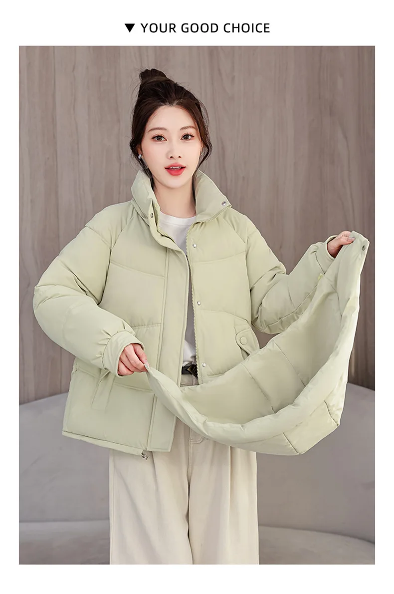 Winter Thick Puffer Coat Women Zip Up Windproof Russian Cold Weather Snow Jacket Detachable Hooded Outerwear Candy Color New