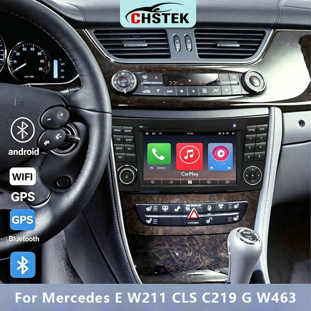 CHSTEK Touchscreen Android Head Unit Carplay Android Auto GPS für Mercedes E W211 CLS C219 G W463 4G Bluetooth