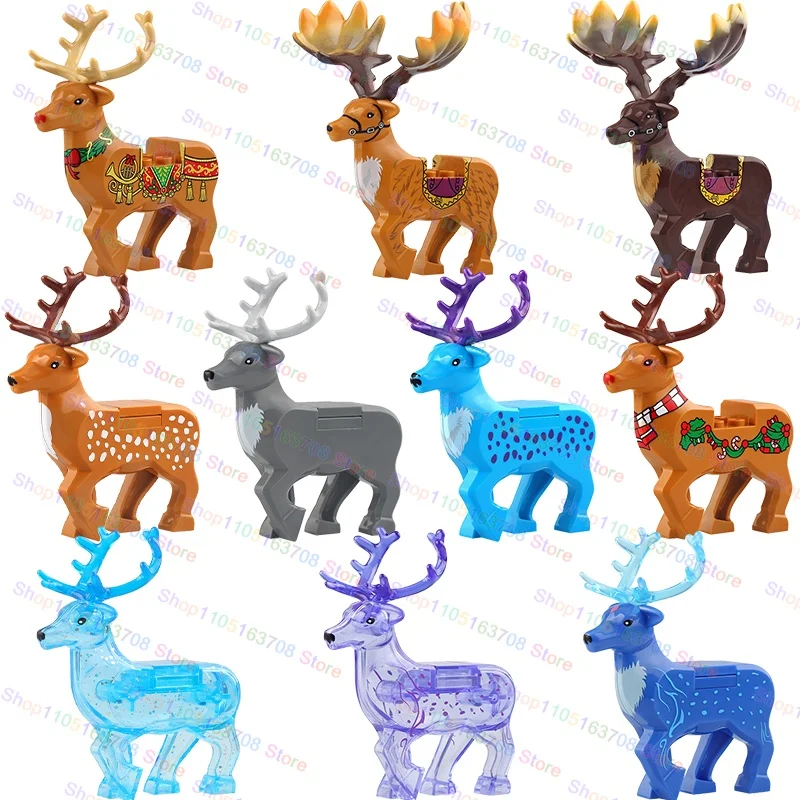 X0319 Animals Series MOC BrickXmas Tree Sika Deer Elk Reindeer Figures Building Block Toy Hot Christmas Gift Kid Block Model