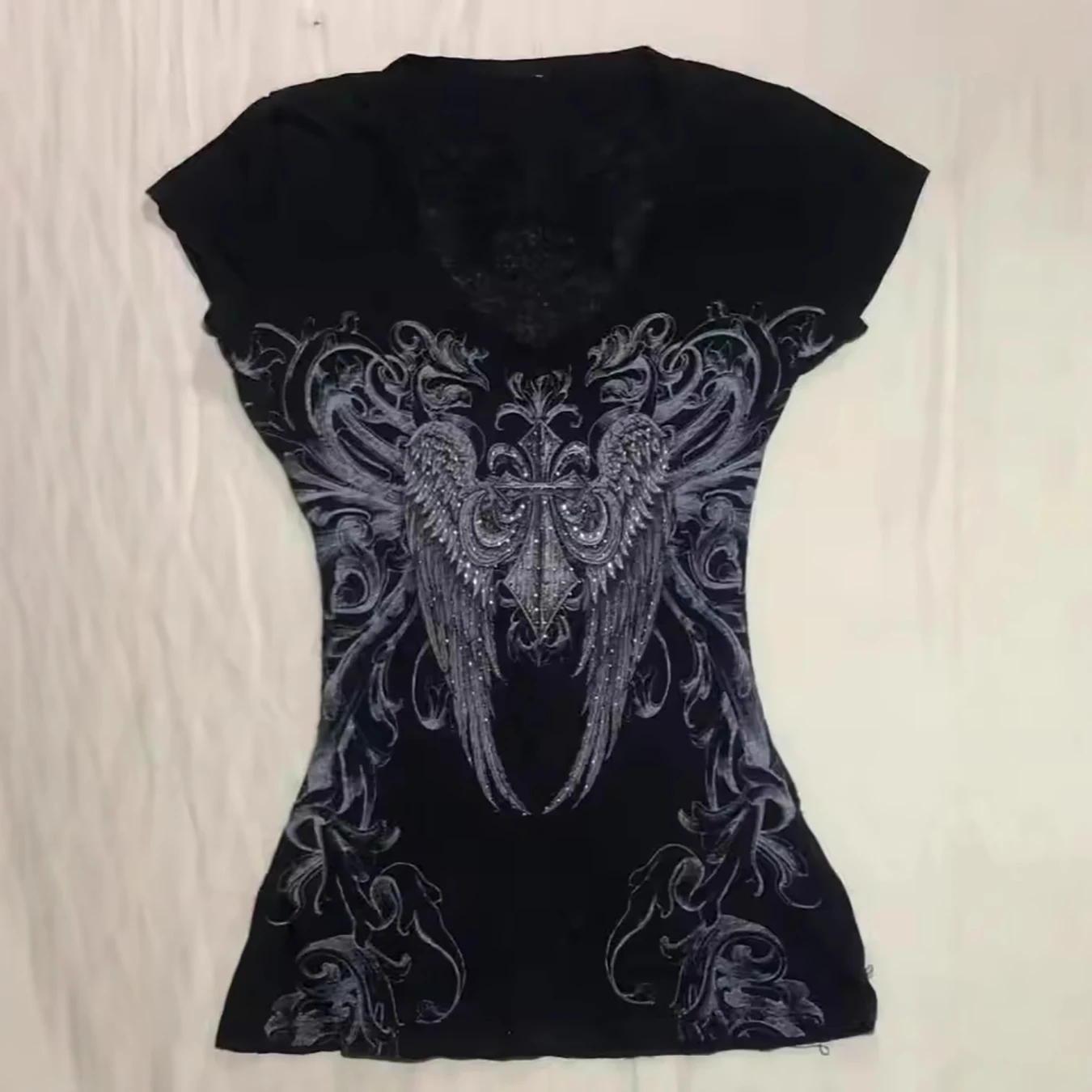 New Women's Y2K Slim Fit Short Sleeved Printed Top T-Shirt Spicy Girl Fashion Retro Women's Clothing