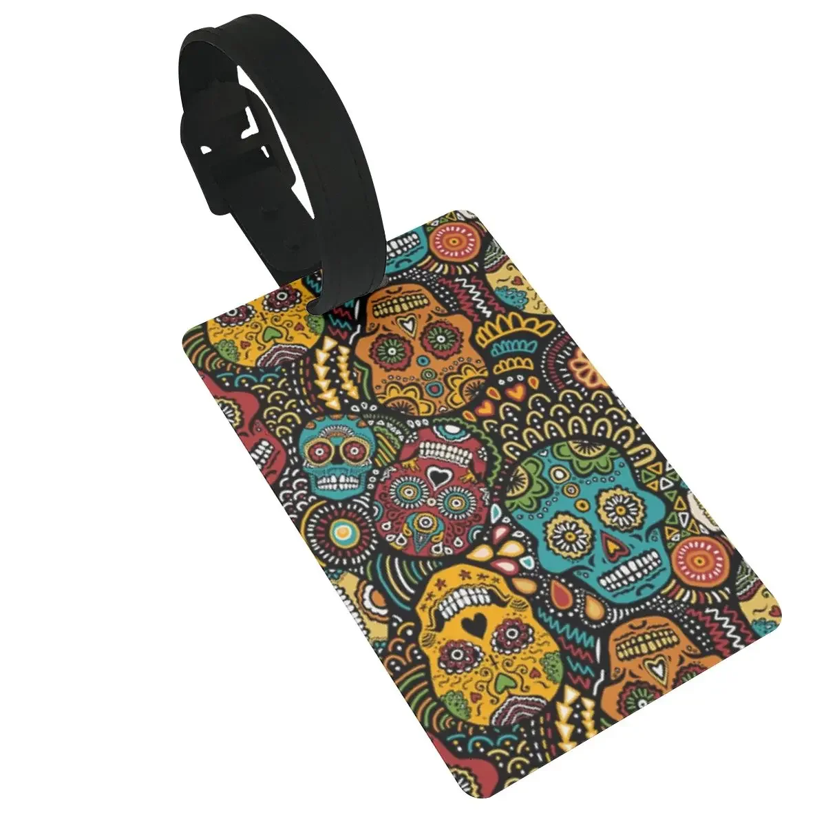 

Calaveras Sugar Skull Luggage Tags Suitcase Accessories Travel PVC Baggage Boarding Tag Portable Label Holder ID Name Address