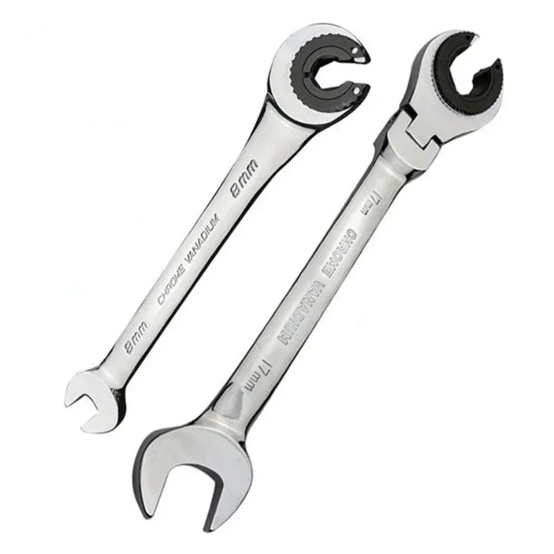 72 Teeth Tubing Ratchet Wrench 8-19mm with Open Flex-head Oil Spanners Fix Head Ratchet Wrench Hand Tools