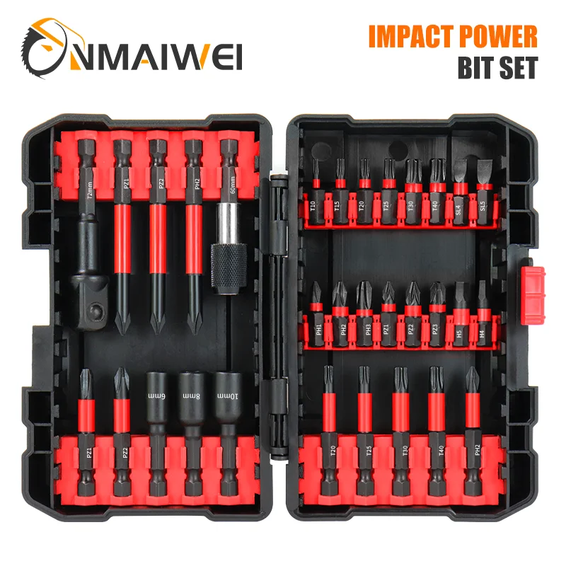 

Набор бит для отверток Hex S2 1/4, 31 шт., набор ударных бит с защитой от несанкционированного доступа, набор бит Torx для силовых отверток с футляром