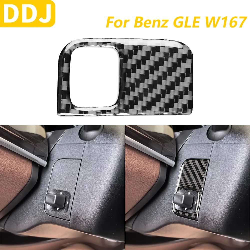For Mercedes-Benz W167 GLE 300 350 400 450 2019-2024 Carbon Fiber Car Accessories Electric Steering Wheel Control Trim Sticker