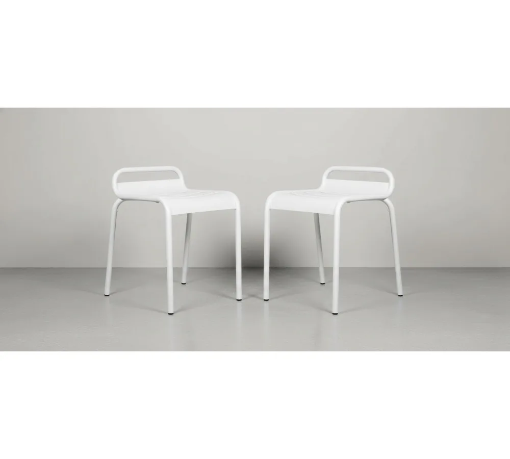 

White Stackable Metal Dining Chairs Set of 2, Modern Bistro Cafe Bar Chairs for Indoor Outdoor Garden Patio