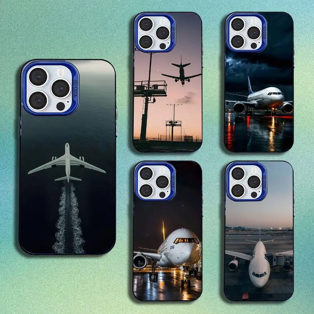 

Airplane Landing Phone Case For iPhone 16,15,14,13,12,11,Mini,Pro,SE,MAX Blue Matte Silicone Cover
