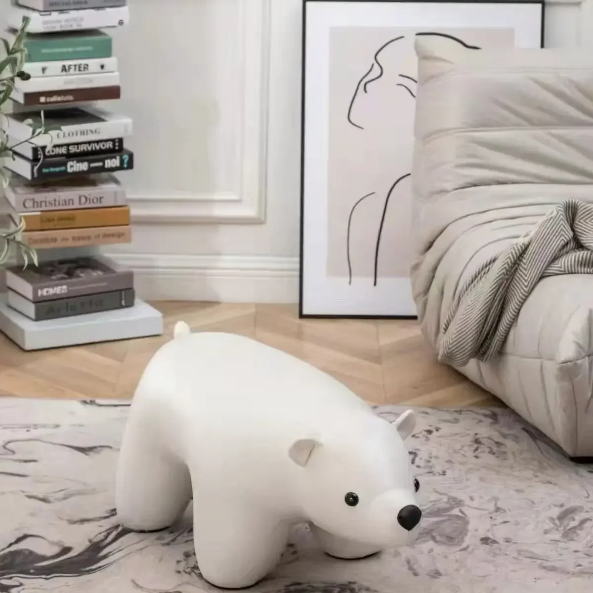 

Puppy Bear Leisure Lazy Sofa Living Room Chairs Furniture Single Animal Chair Polar Bear Pillow Balcony Bedroom Relaxing Chair