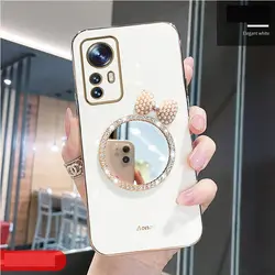 Make up Mirror Diamond Bling Case For Xiaomi Mi 12T 11T 12 13 10 11 Lite Mi13 13 Pro 13Lite 5G 8 9 9T Mi12 Stand Cover