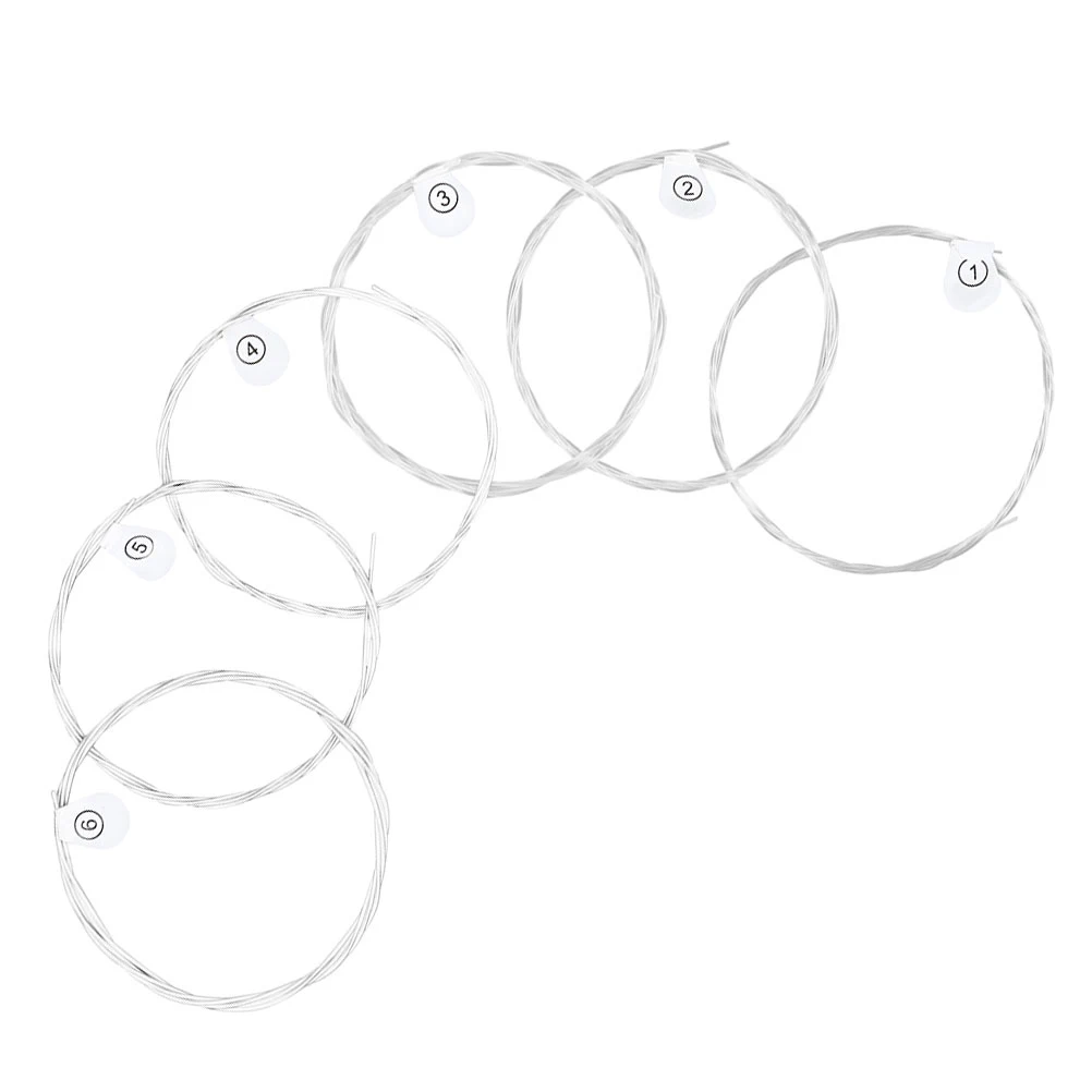 

6pcs Guitar Strings Folk Replacement Durable Metal Acoustic String Kit Silver Plated Copper Classic Universal Accessories