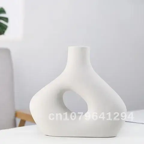 Nordic Ceramic Vase Frosted Flower Container Modern Art Living Room Home Decoration Office Interior Garden Decor Accessories