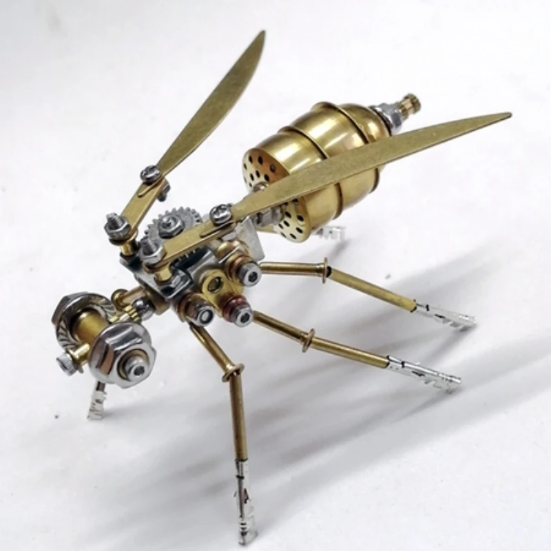 Metal Small Wasp Model DIY Assembly Kits Steampunk Mechanical Insect Ornament Pure Handmade 3D Puzzels Toy for Kids Adults Gift