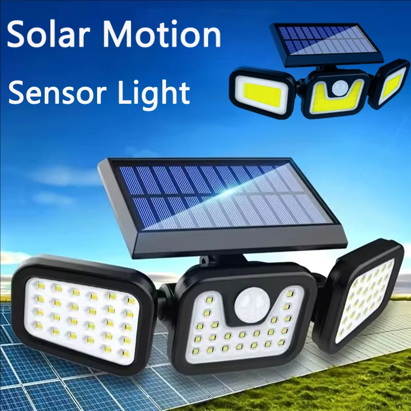 

Led Solar Light Outdoor Motion Sensor Human Body Sensing Waterproof Adjustable Head Three Head Solar Power Wall Lamp Garden