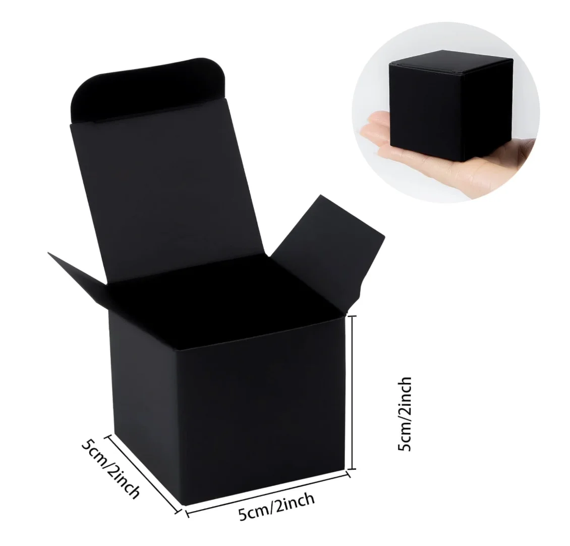 Black Gift Boxes 2x2x2 inches, 100 Pack Small Kraft Cardboard Gifts Boxes Paper Cube Favor Box Easy Assemble Paper Gift Box with