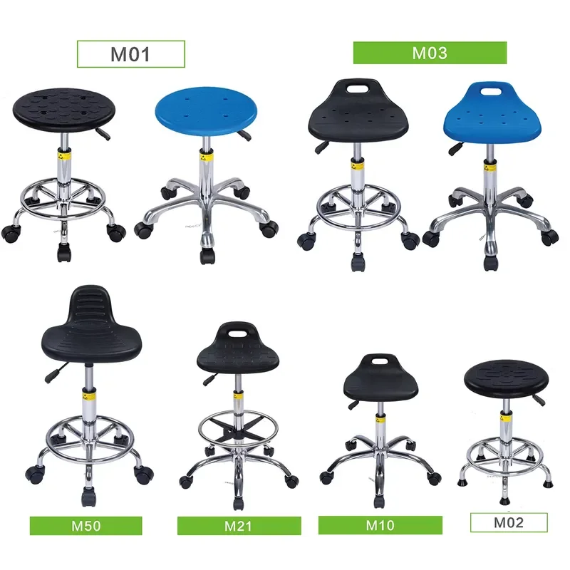 Anti Static Laboratory Stool Round Rotating Adjustable Height No Wheels for Workshop Production Line School Clean Room