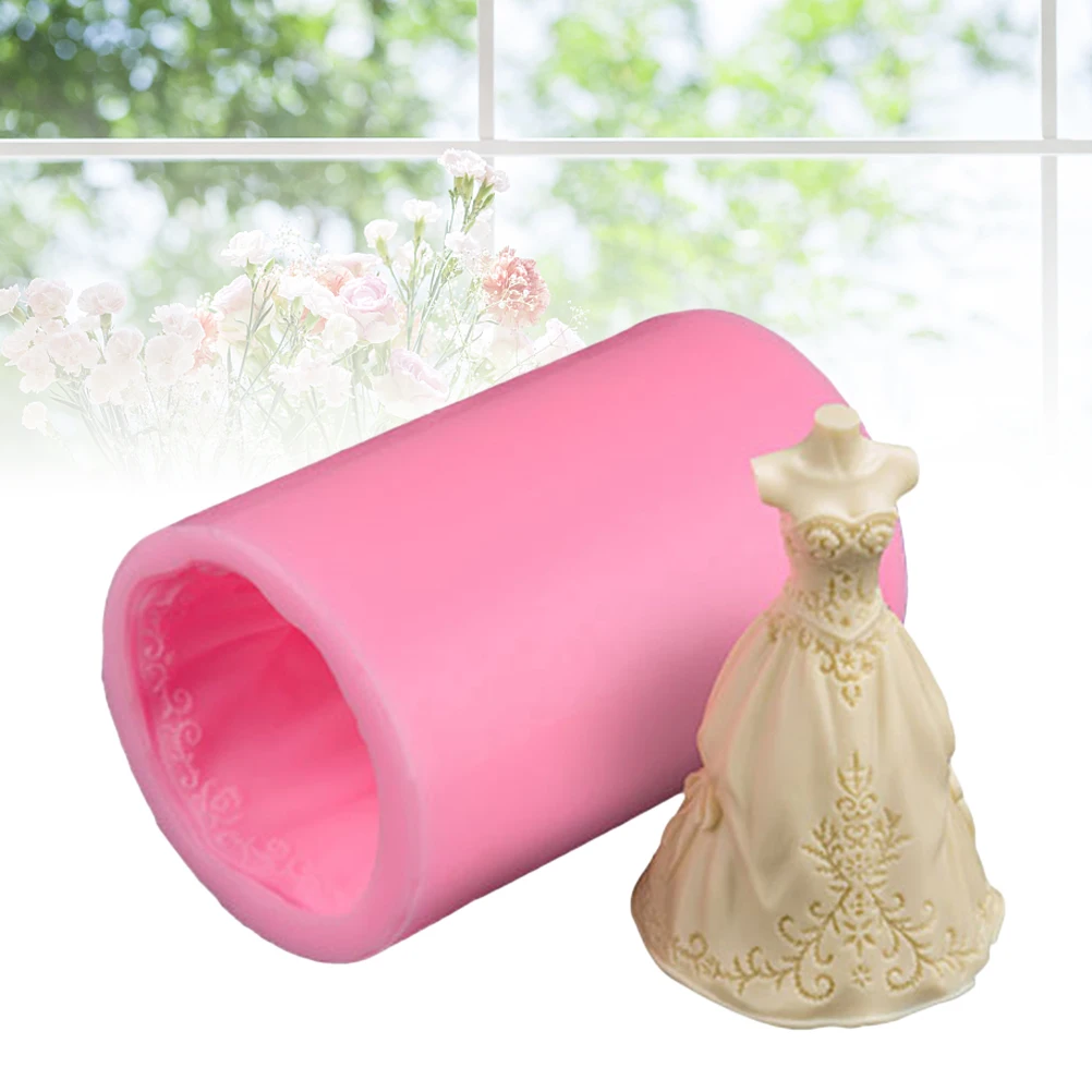 

Silicone Wedding Mold Bride Skirt Shape Baking Pink Non-Toxic Environmental For Fondant Chocolate Candy Ice Crafts