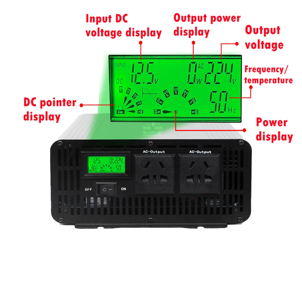 Pure sine wave inverter DC 12V 24V 48V 60V 72V to AC 220V 110V Voltage Converter 5400W/4400W/3600W Peak Power Solar Car Inverter