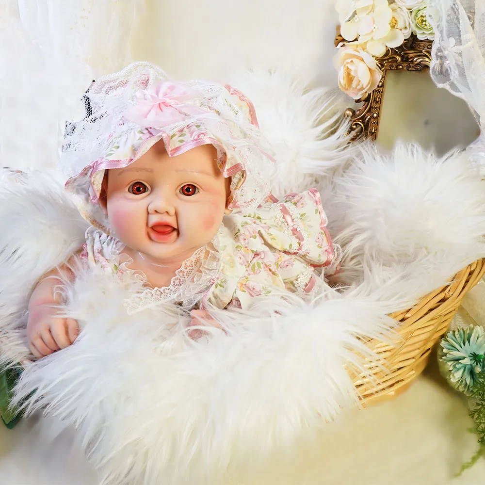 17.3" Full Body Solid Silicone Reborn Baby Girl Weighted 6.8Lbs 3D Skin Visible Veins Newborn Doll Kids Toy Anti-Stress