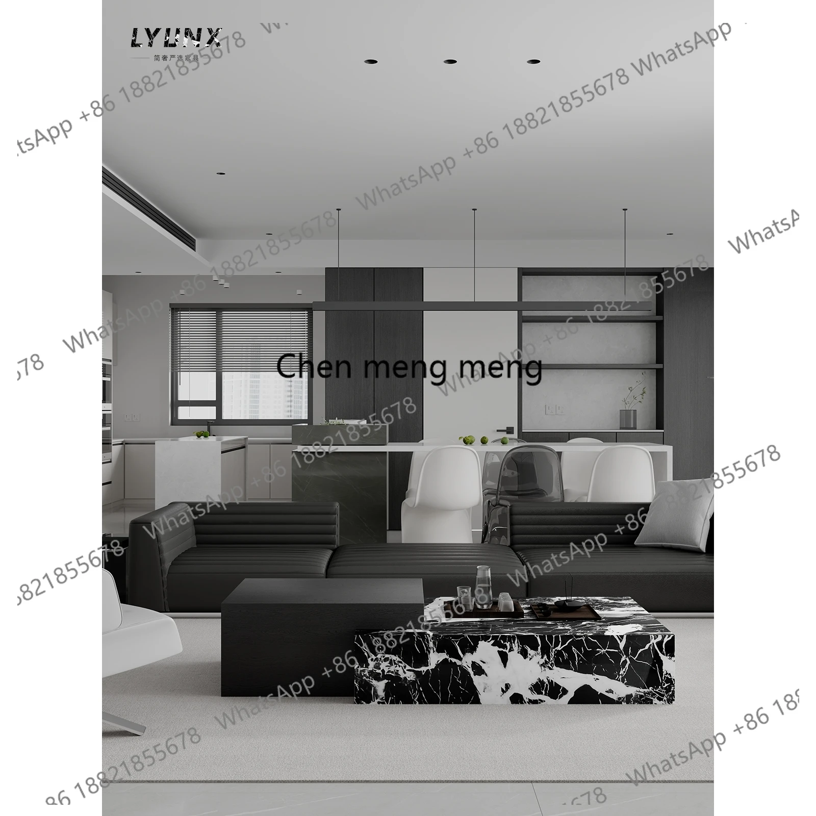 

High and low creative marble coffee table simple square combination living room Italian light luxury tea table