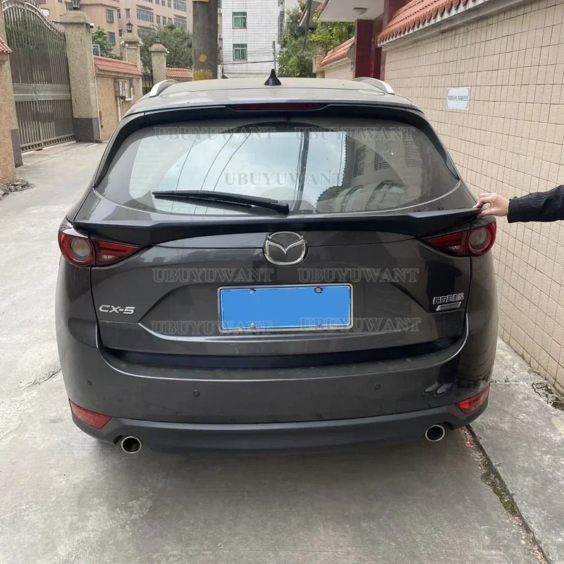 For Mazda CX-5 CX5 2017 2018 2019 2020 2021 Rear Middle Carbon Fiber Trunk Lip Wing Black White Spoiler Car Styling view 6