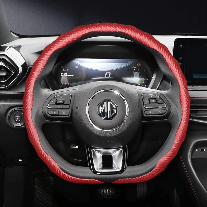مناسبة لغطاء عجلة القيادة من ألياف الكربون Mg مع غطاء حماية بتصميم رياضي على شكل موجة لـ Zs Hector Gs 5 6 Marvel R Cyberster 8 Phev Hs Rx9 7 3 Whale One Rx5 Gt 4 Electric T60 ووضع آخر #2