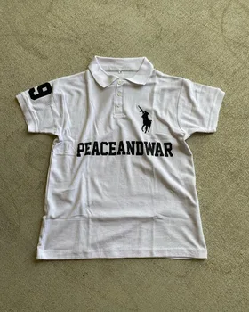 nieuwe Amerikaanse vintage straat POLO shirt Borduren T-shirt Vrouwen Y2k Harajuku mode losse korte mouw paar vintage shirt