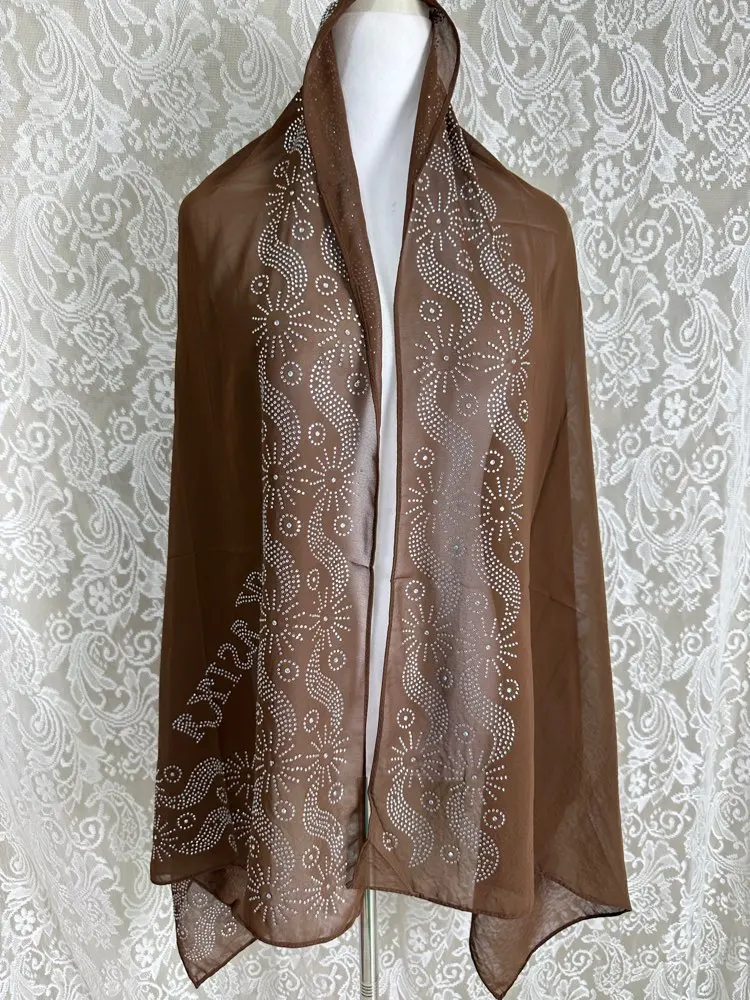 Foulard de tête musulman indien traditionnel oriental, africain, de haute qualité, respirant, petit motif Floral en mousseline de soie, vêtements ethniques d'été