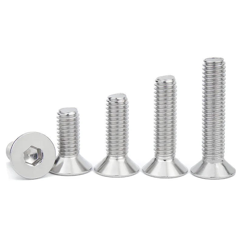 5/50pcs M2 M2.5 M3 M4 M5 M6 M8 M10 304 Stainless Steel Hexagon Hex Socket Countersunk Screw Flat Head Screw Allen Bolts DIN7991