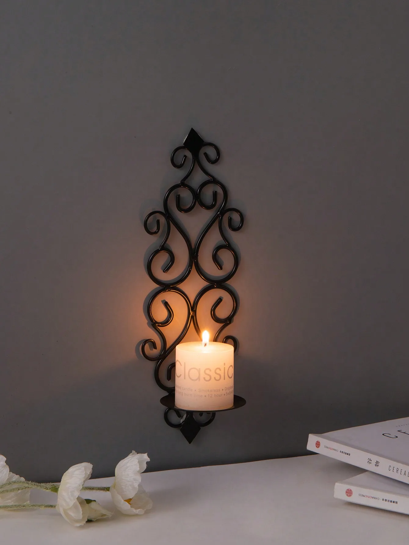 1pc Rustic Gold Wrought Iron Wall Candle Holder: Home/Bar/Spa Decor - Holiday Gift