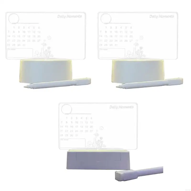 W89C Clear Acrylic Calendar Planner Acrílico Board con luz LED y bolígrafo marcador