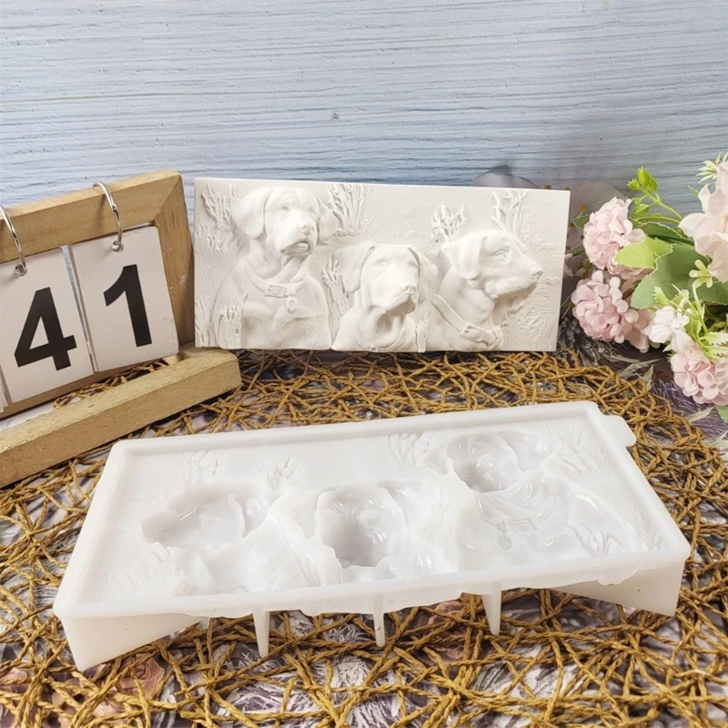 Lovely Three Dogs Semi Relief Silicone Mold Designs for Enthusiasts for Customizing Wall Decoration In Any Space