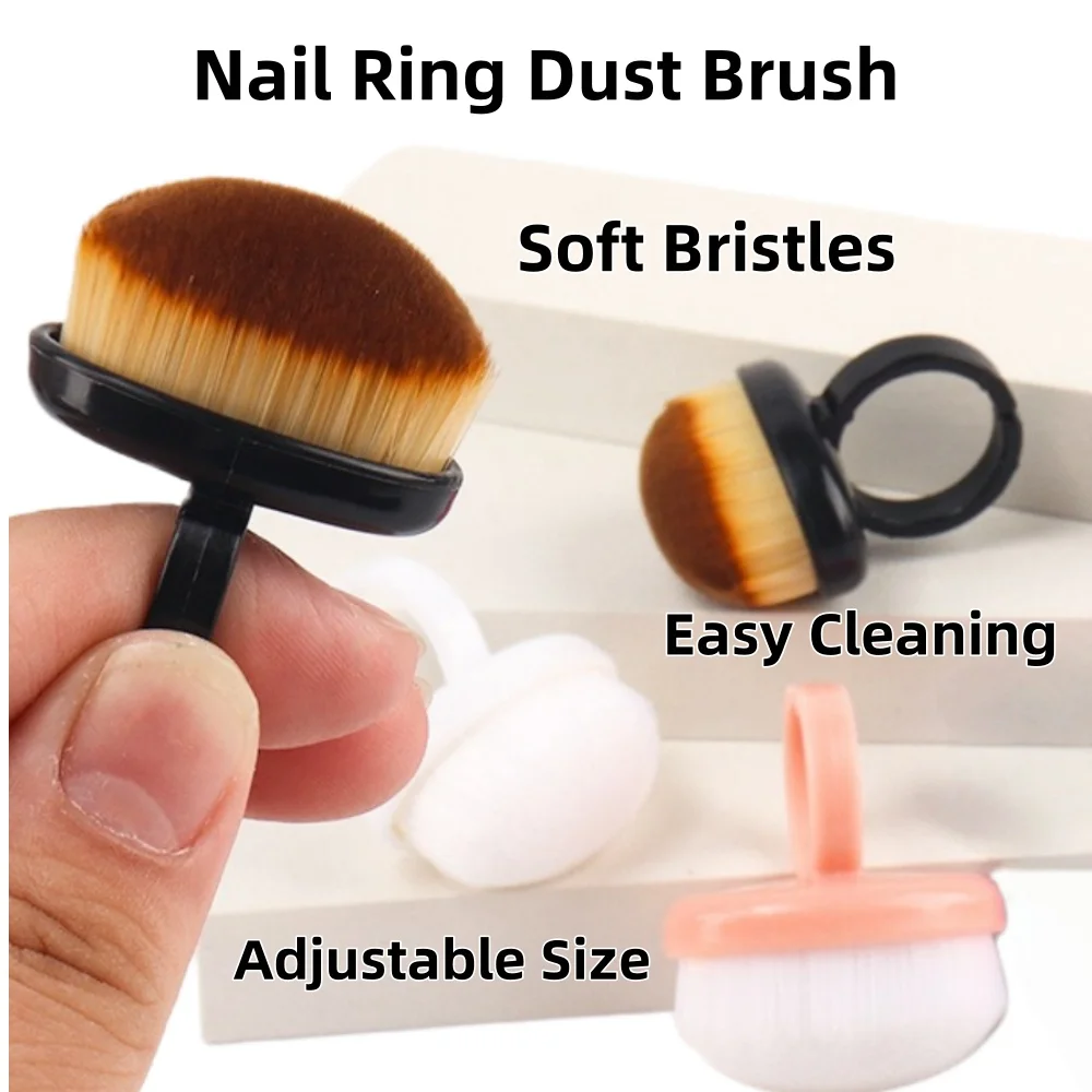 

Ring-Style Nail Dust Brush – Finger Grip, Ultra-Soft Dense Bristles for Cuticle Prep & Post-Filing Cleaning, Manicure Tool