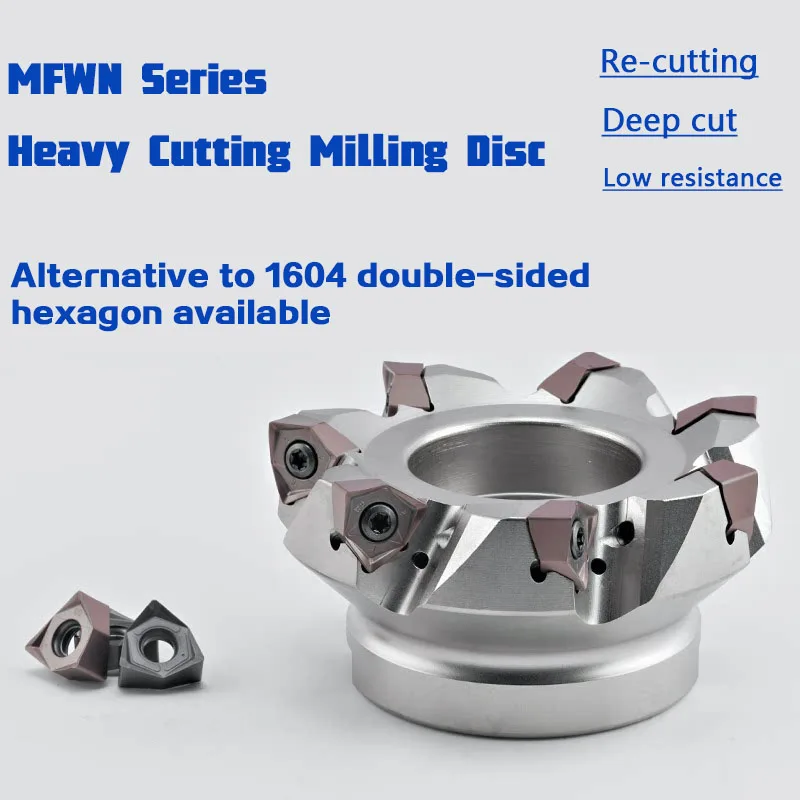 double-sided hexagonal coarse heavy cutting fast feed 90-degree right-angle milling cutter head WNMU080608