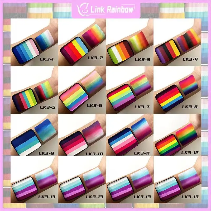 10g 30g 50g Face Painting Customized Colorful Rainbow Cake Split Fluorescent Water Activated Eyeliner Body Art