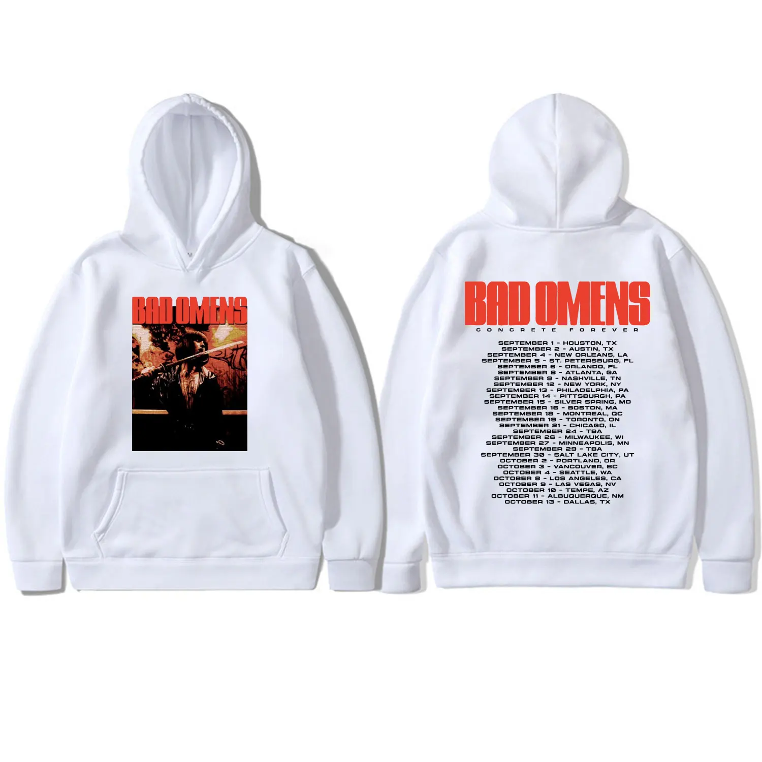 2023 Bad Omens Band Concrete Forever Fall Tour Hoodies Hip Hop Vintage Hooded Sweatshirt Men Women Rock Fashion Trend Pullovers